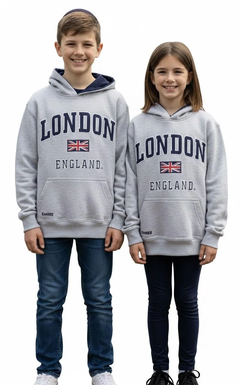 Детская Толстовка с капюшоном London England Синий (LE129K), фото №1