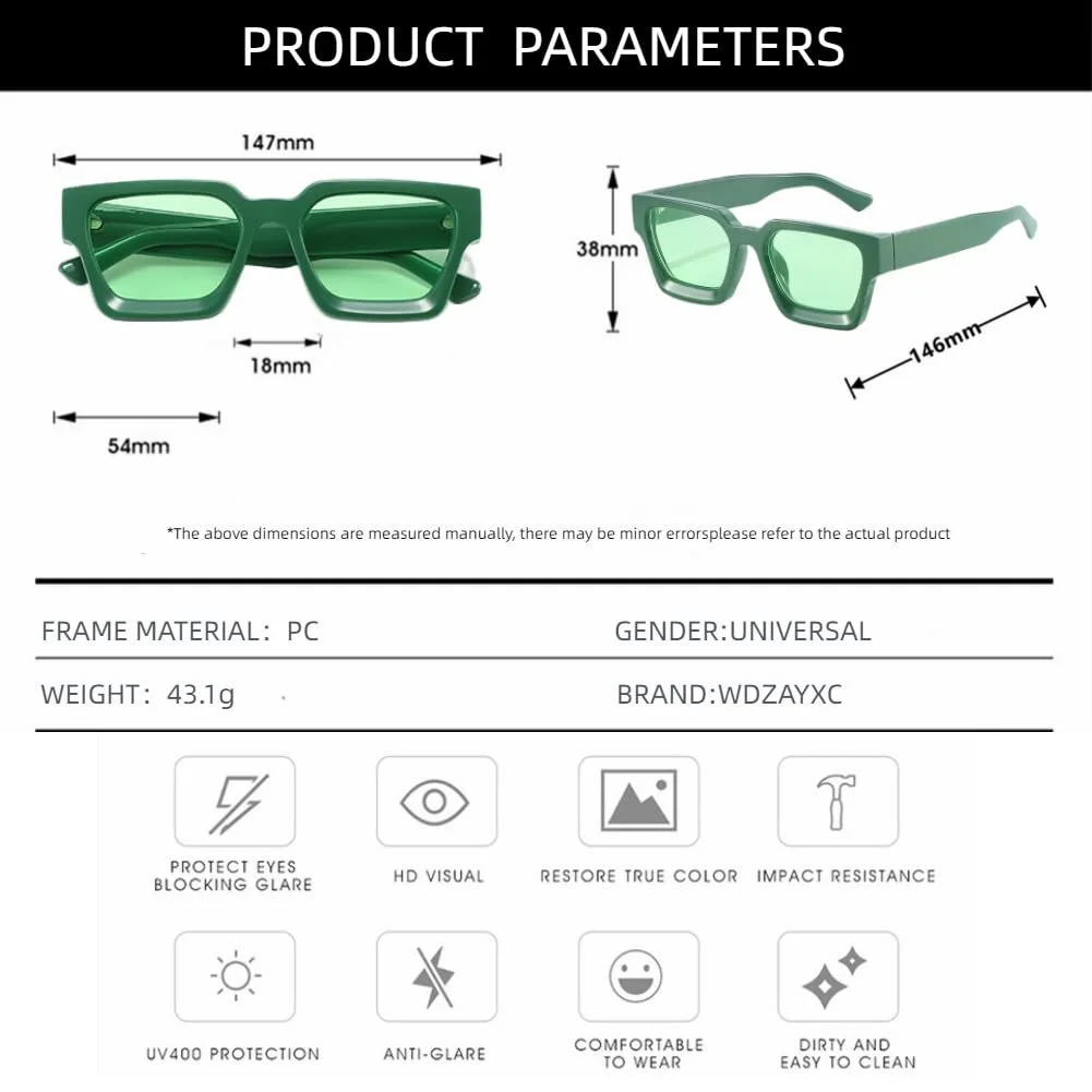 Вінтажні прямокутні сонцезахисні окуляри WDZAYXC для жінок і чоловіків, із захистом UV400, фото №3