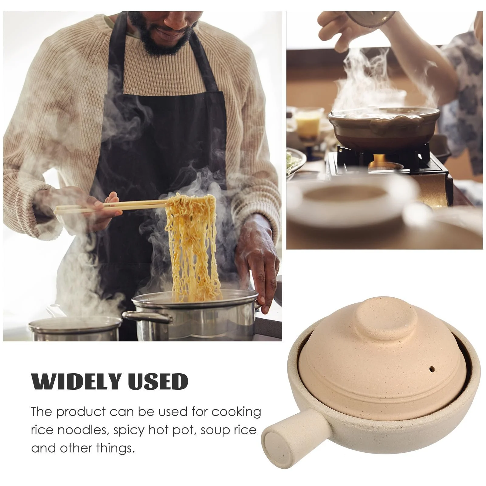 Кастрюля Традиционная С одной ручкой Энергосберегающее дно Керамическая для супа и риса, фото №9