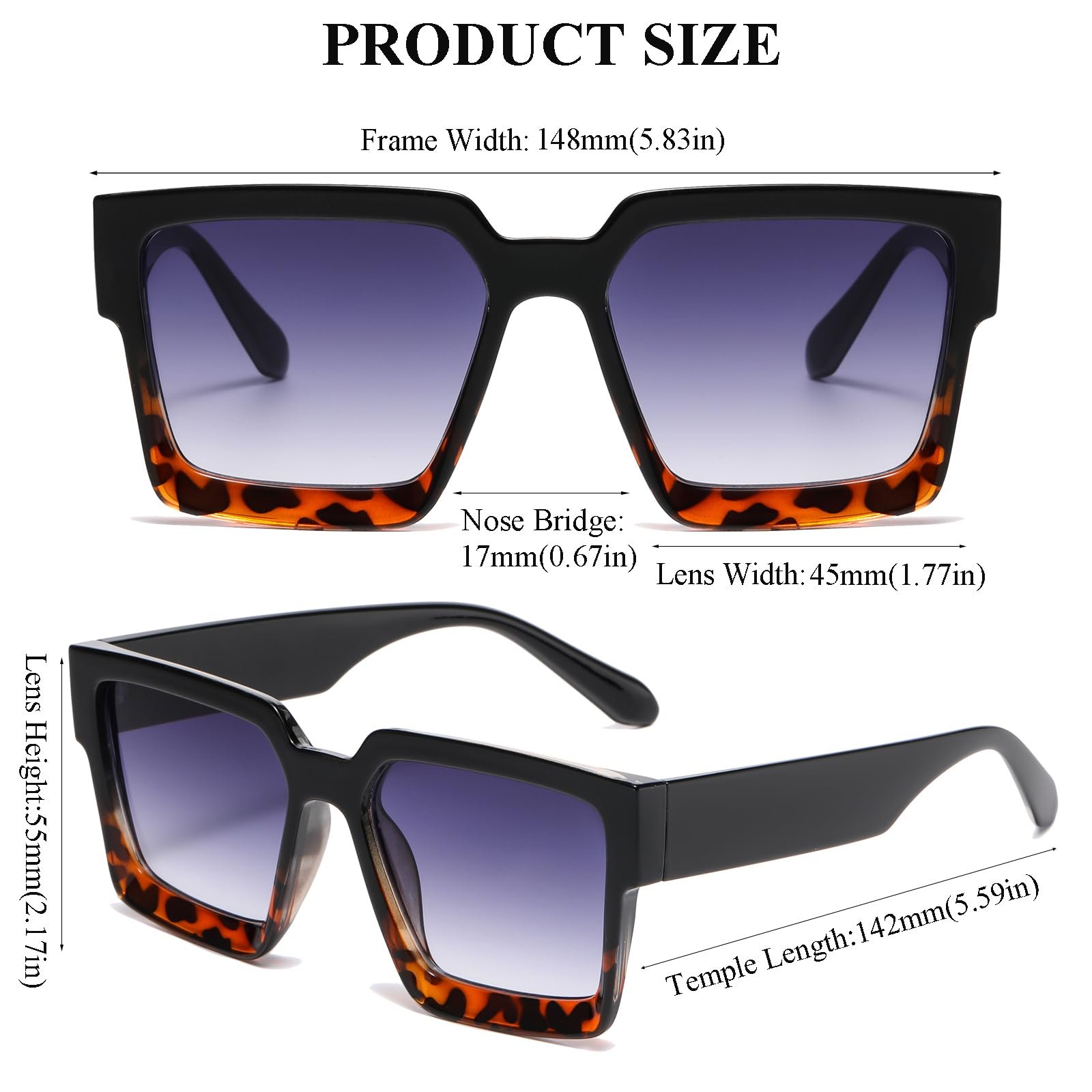 Сонцезахисні окуляри Квадратні Оверсайз LJCZKA Прямокутні Модні Класичні 90-х UV400, фото №3