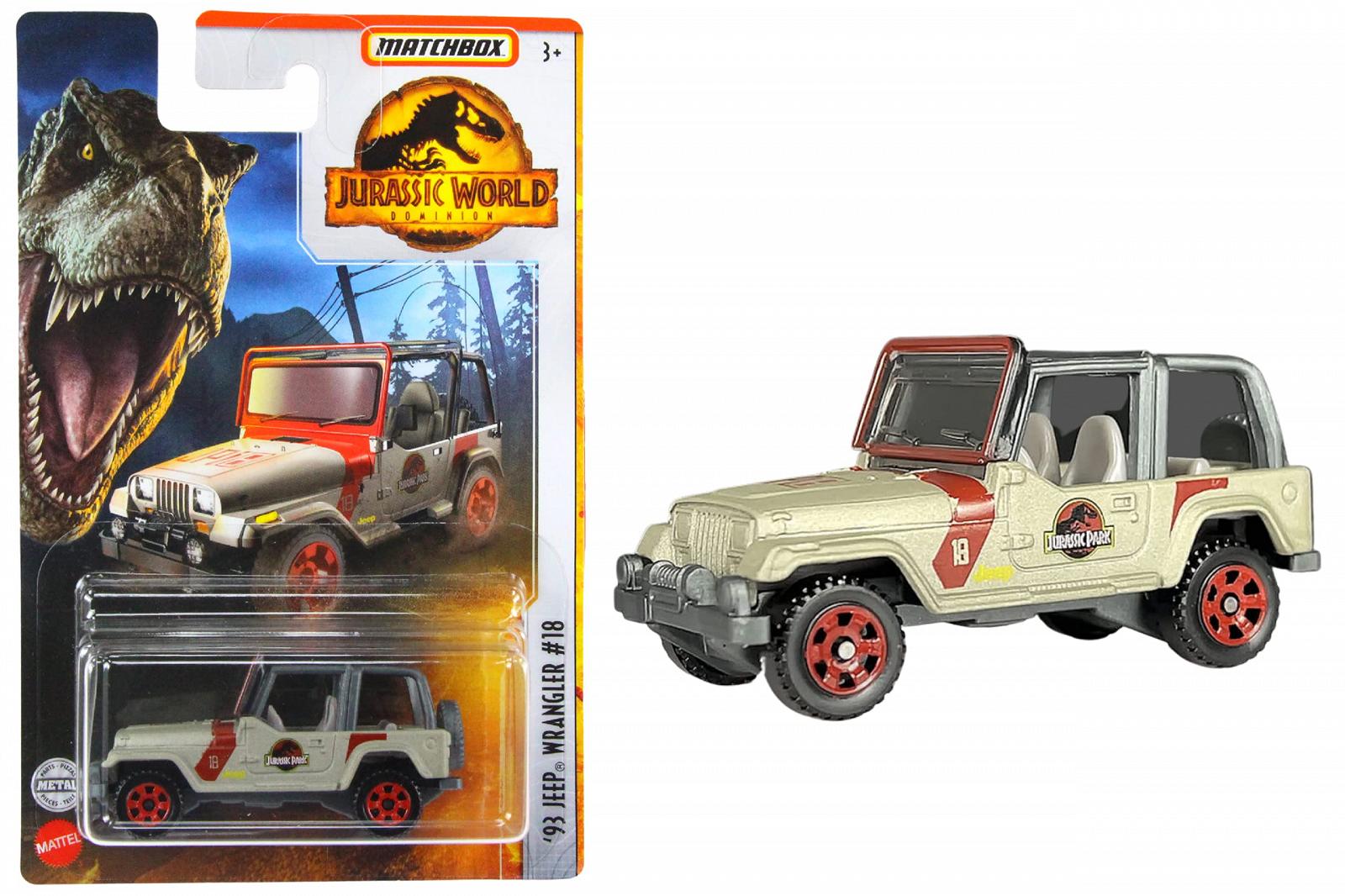 Іграшкова машина Matchbox Jurassic World Dominion FMW90 Diecast 1:64 - 1993 Wrangler #18 HBH01, фото №1