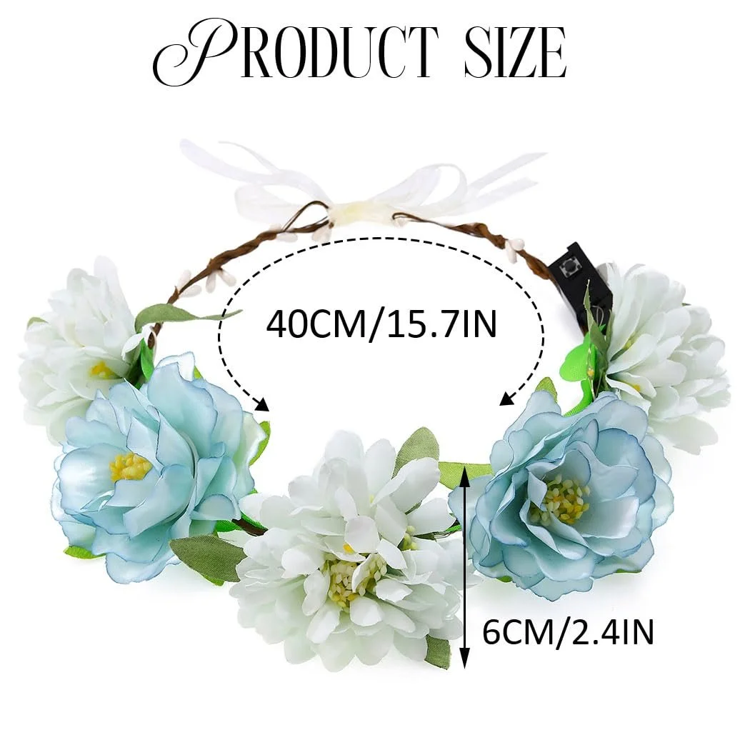 Вінок для волосся Zoestar зі світними квітами, фото №3 Вінок для волосся Zoestar зі світними квітами, фото №3