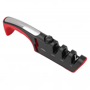 Точило для ножів ручна Akozon алмазна 3-х рівнева Black/Red - Фото 1