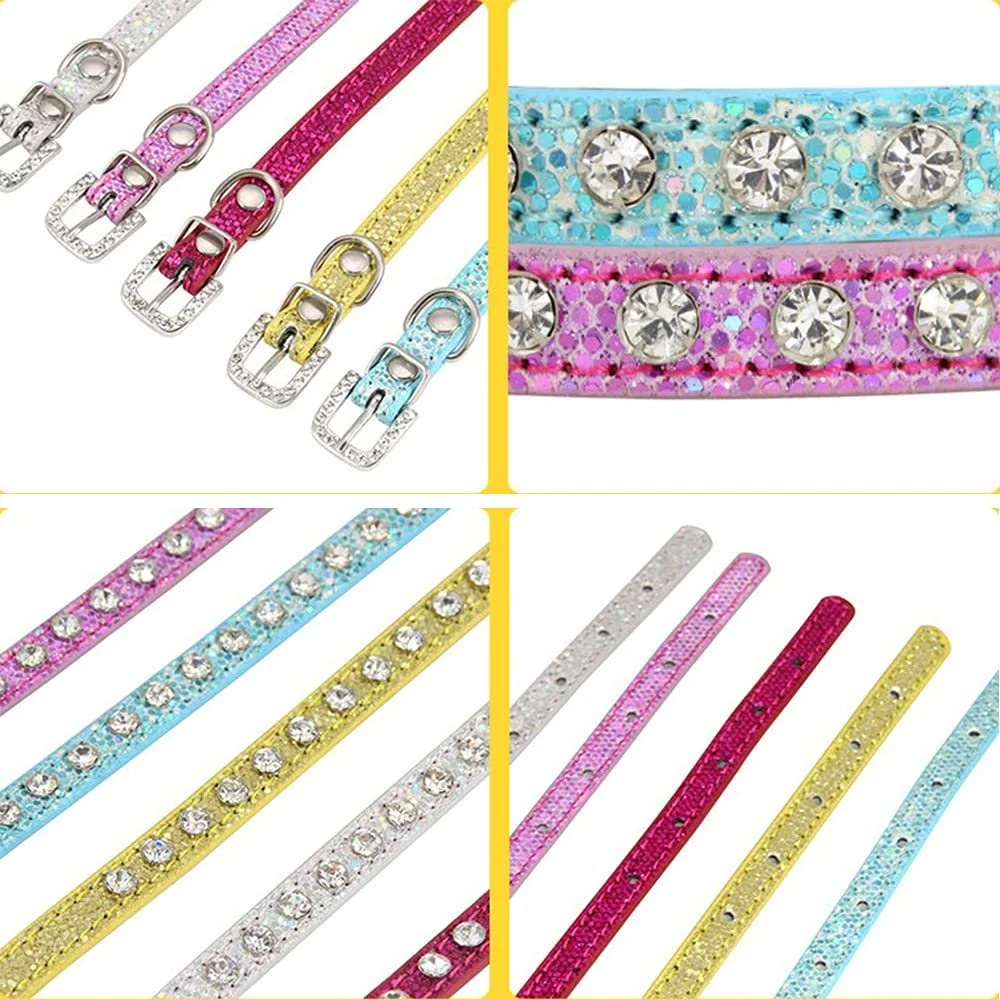 Нашийник для котів та собак 2 шт Glitter Fabric з діамантами Adjustable, фото №4
