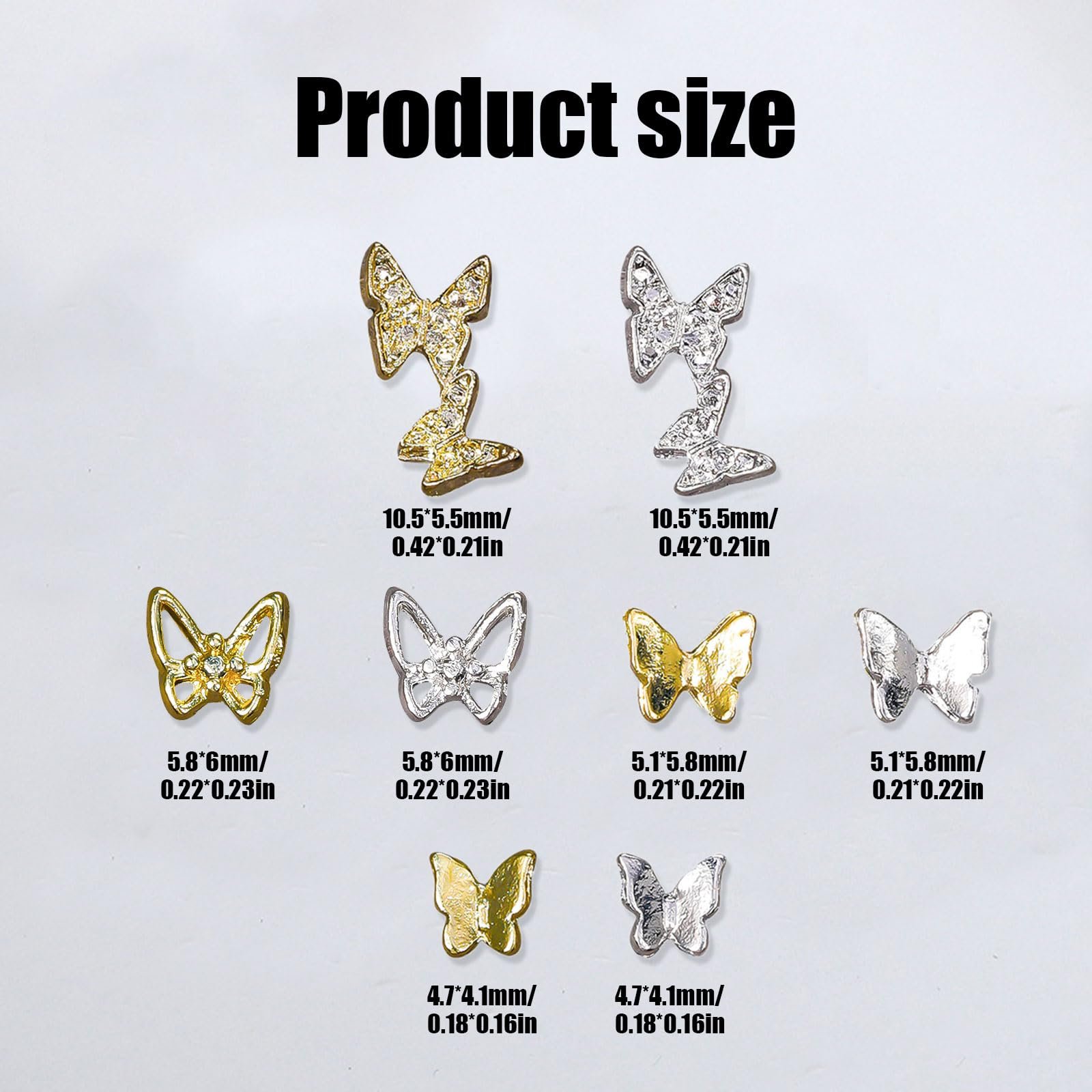 Метелики 80 шт, Золотисті Сріблясті, фото №2