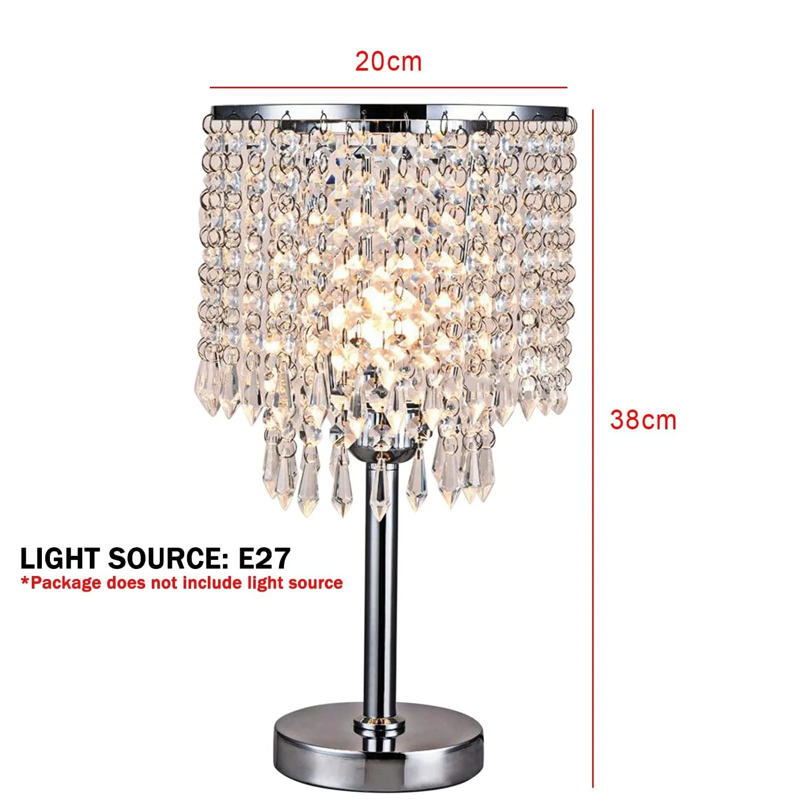 Настольная прикроватная лампа Crystal Glass с круглым абажуром E27 белая, фото №6