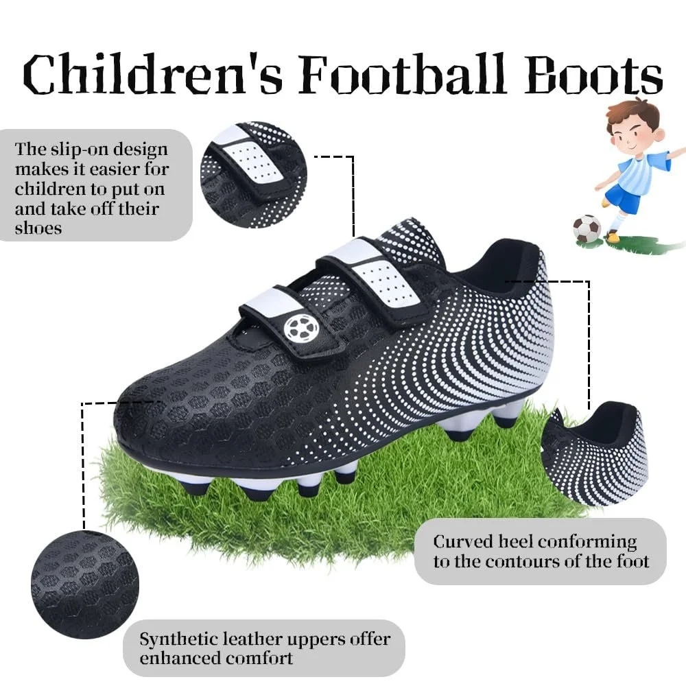 Футбольные Бутсы Детские для мальчиков и девочек для твердой почвы Спортивная тренировочная обувь для футбола дышащие нескользящие унисекс размер 28-37, фото №3