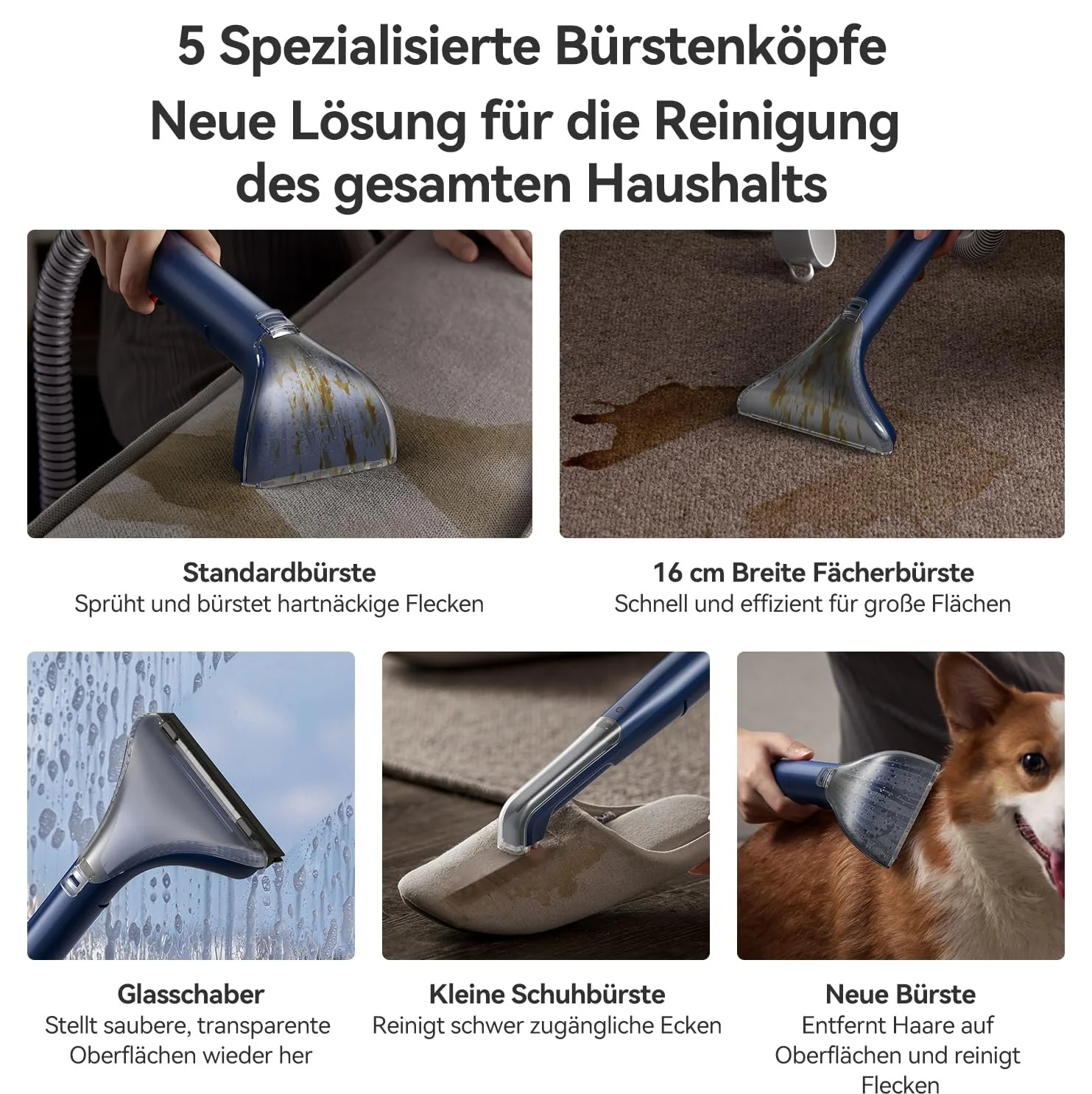 Пилосос та портативний очищувач плям 2-в-1 Deerma DEM-BY200 900 Вт 5 щіток, фото №4