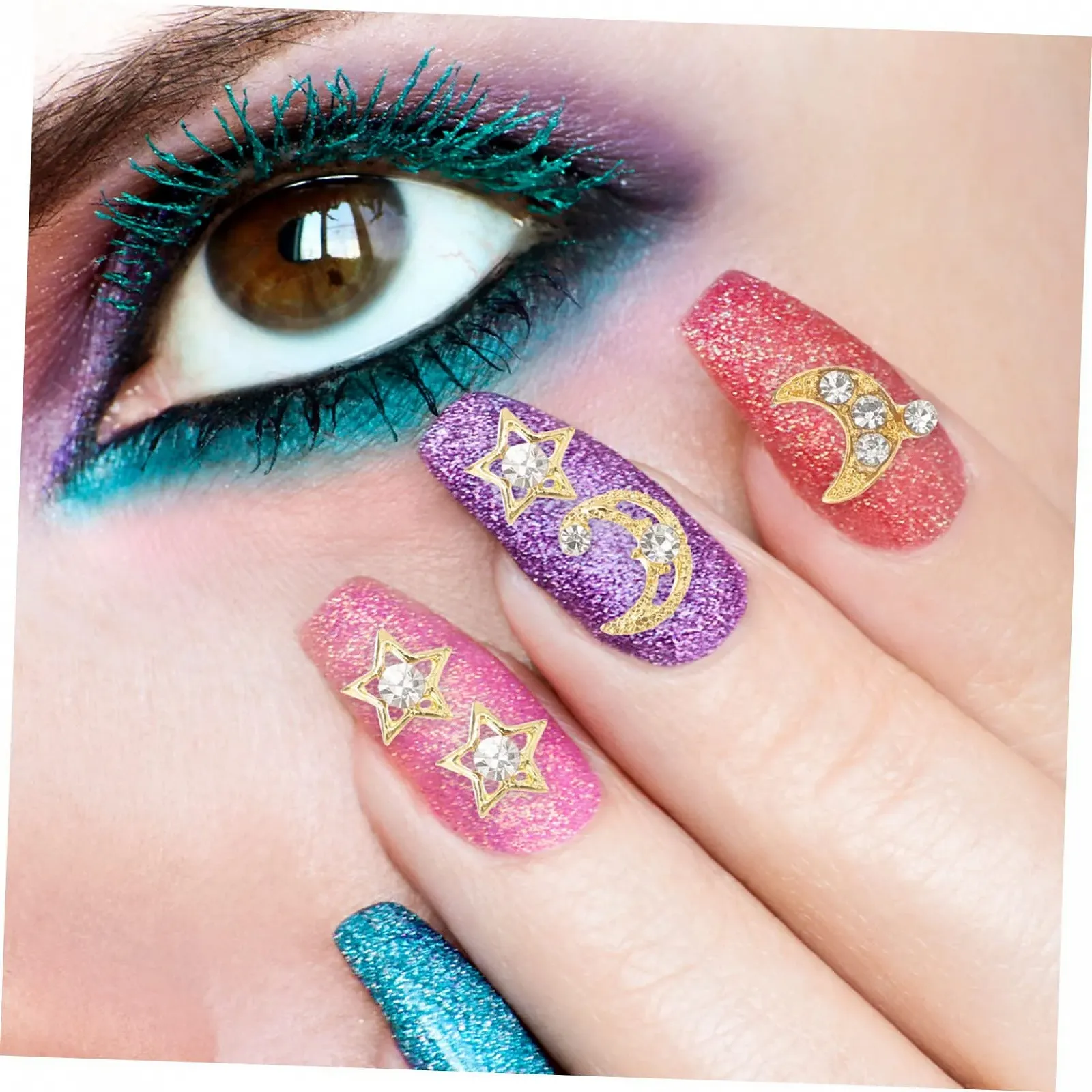 Украшения для ногтей Healeved 60 шт., металлические украшения с луной и звездой для креативного дизайна ногтей, для самостоятельного создания дизайна ногтей и элегантных эффектов, фото №7