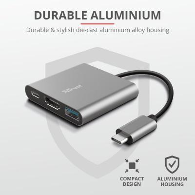 Концентратор Trust Dalyx 3-in-1 Multiport USB-C Adapter Aluminium 23772, фото №4