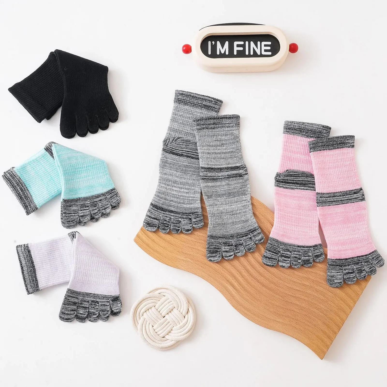 Шкарпетки для бігу жіночі, бавовняні шкарпетки з п'ятьма пальцями, 5 пар, фото №6 Шкарпетки для бігу жіночі, бавовняні шкарпетки з п'ятьма пальцями, 5 пар, фото №6