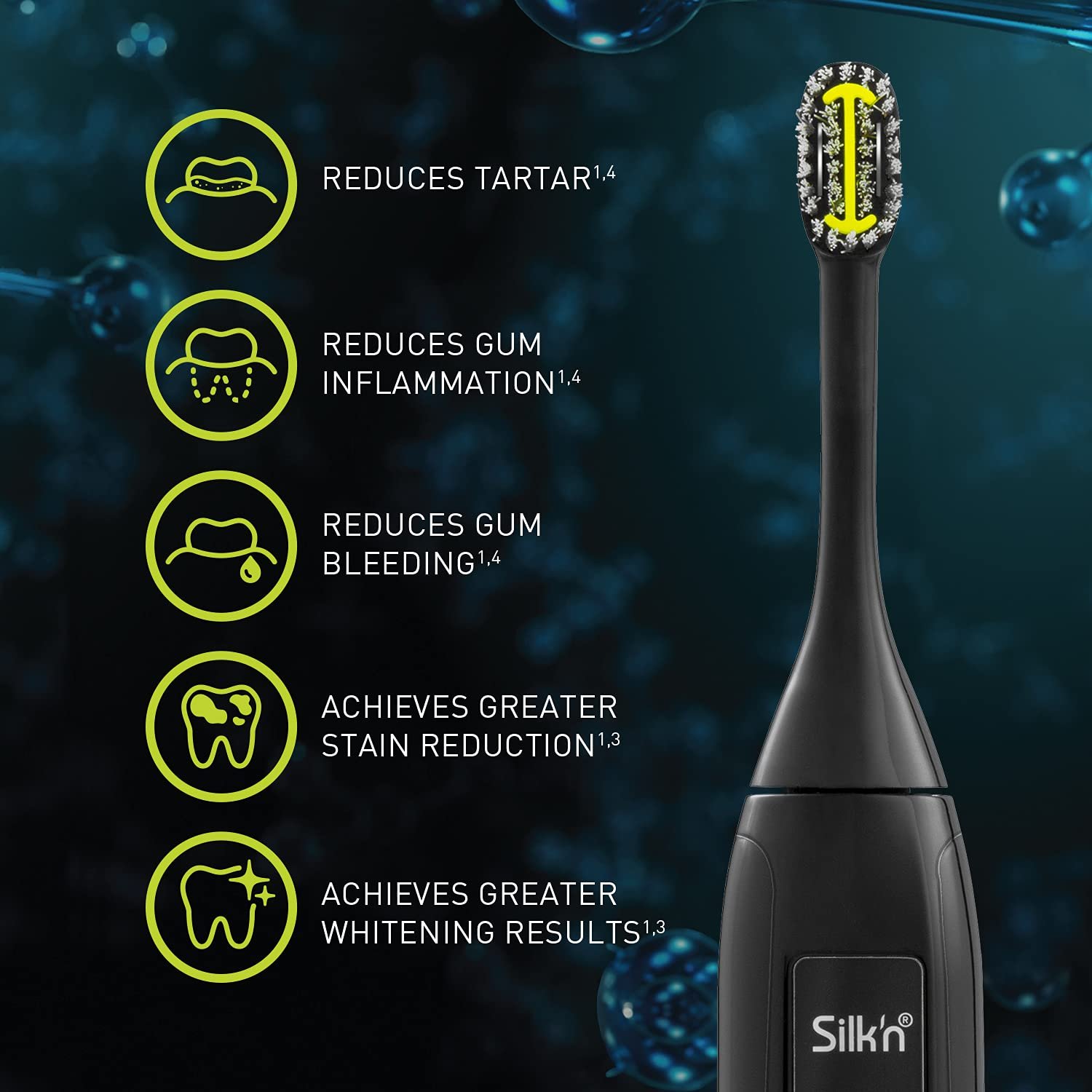 Електрична зубна щітка Silk'n Toothwave TW1PE1Z001 технологія проти пігментації та зубного каменю 48 000 вібрацій на хвилину Black, фото №3