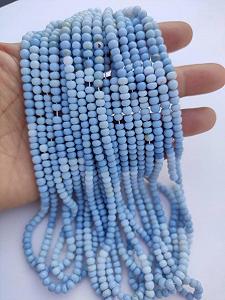 Круглые гладкие бусины из натурального голубого опала 4-4.5 мм, нить длиной 33 см, драгоценные камни для ожерелья и браслета synthetic.ua - Фото 1