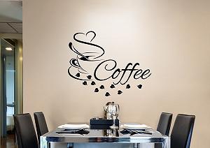 Наклейка на стіну Grandora Кава + Серце з чашки самоклеюча 27 x 21 см W3038 Темно-червоний synthetic.ua - Фото 1