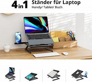 Подставка для ноутбука, складная подставка для ноутбука, подставка для ноутбука, регулируемая по высоте, многофункциональная подставка для ноутбука, держатель для ноутбука совместим с ноутбуком (10-16 дюймов) Lenovo, HP и MacBook synthetic.ua - Фото 1