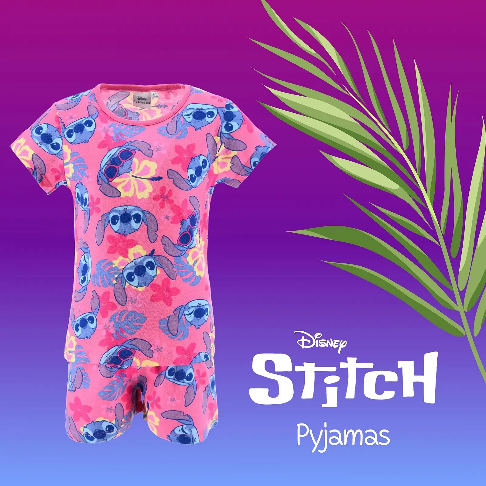 Комплект піжами (футболка та шорти) Disney Stitch з тропічним принтом, фото №3 Комплект піжами (футболка та шорти) Disney Stitch з тропічним принтом, фото №3