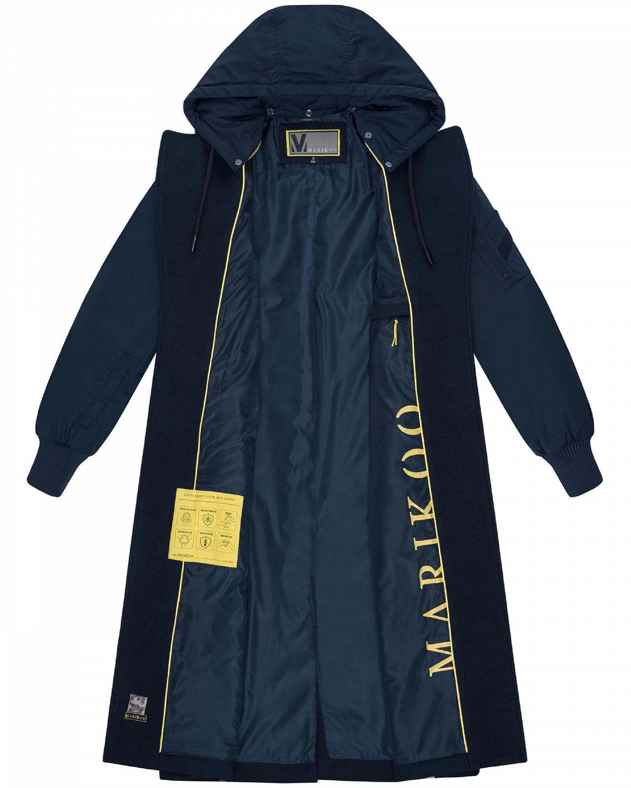 Перехідне пальто Marikoo Tjadee 16 Жіноче Тепле Довге знімний капюшон і пояс, фото №5