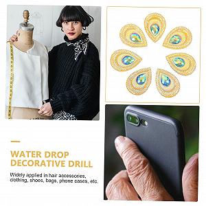 Украшение Капля NUOBESTY Набор Смола Бриллиант Декоративные украшения Капли воды Плоская задняя часть Кристаллы Шитье из смолы Бусины в виде павлиньего глаза Цветной Плоский дрель ручной synthetic.ua - Фото 1