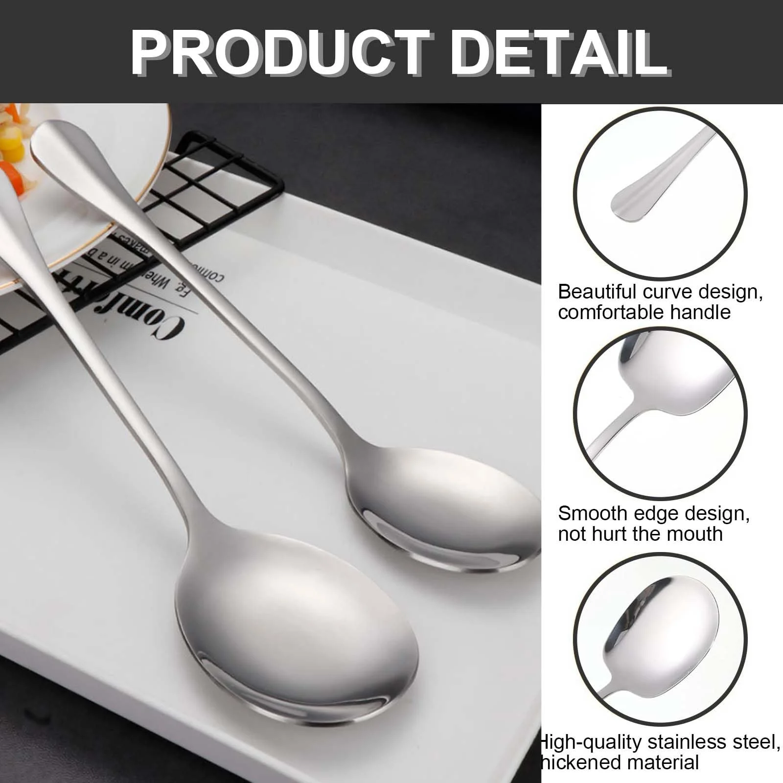 Ложка для сервірування велика, 25 см, нержавіюча сталь, сріблястий, 3 шт, фото №3