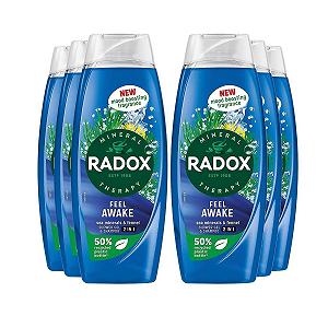 Гель для душа и шампунь Radox Mineral Therapy Feel Awake 2-в-1 морские минералы и фенхель 6 x 450 мл - Фото 1