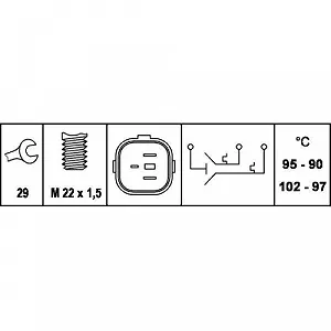 Термовимикач вентилятора радіатора HELLA 6ZT 007 837-061 для AUDI FORD SEAT SKODA synthetic.ua - Фото 1