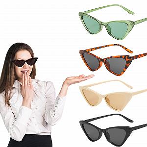 Вінтажні сонцезахисні окуляри «котяче око» Унісекс, 4 пари, чорні, бежеві synthetic.ua - Фото 1