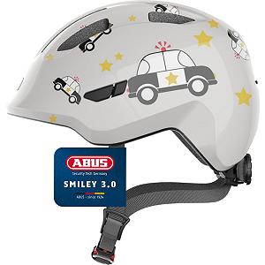 Шолом велосипедний дитячий ABUS Smiley 3.0, сірий з малюнком машинки (сіра поліція), розмір M, 50-55 см - Фото 1