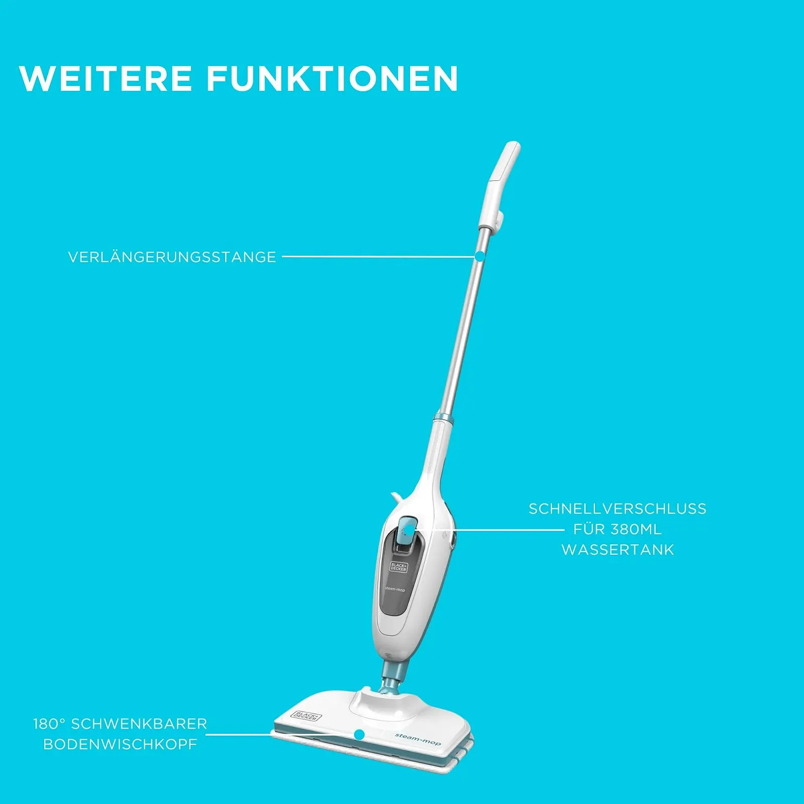 Паровая швабра BLACK+DECKER White / Blue, фото №6