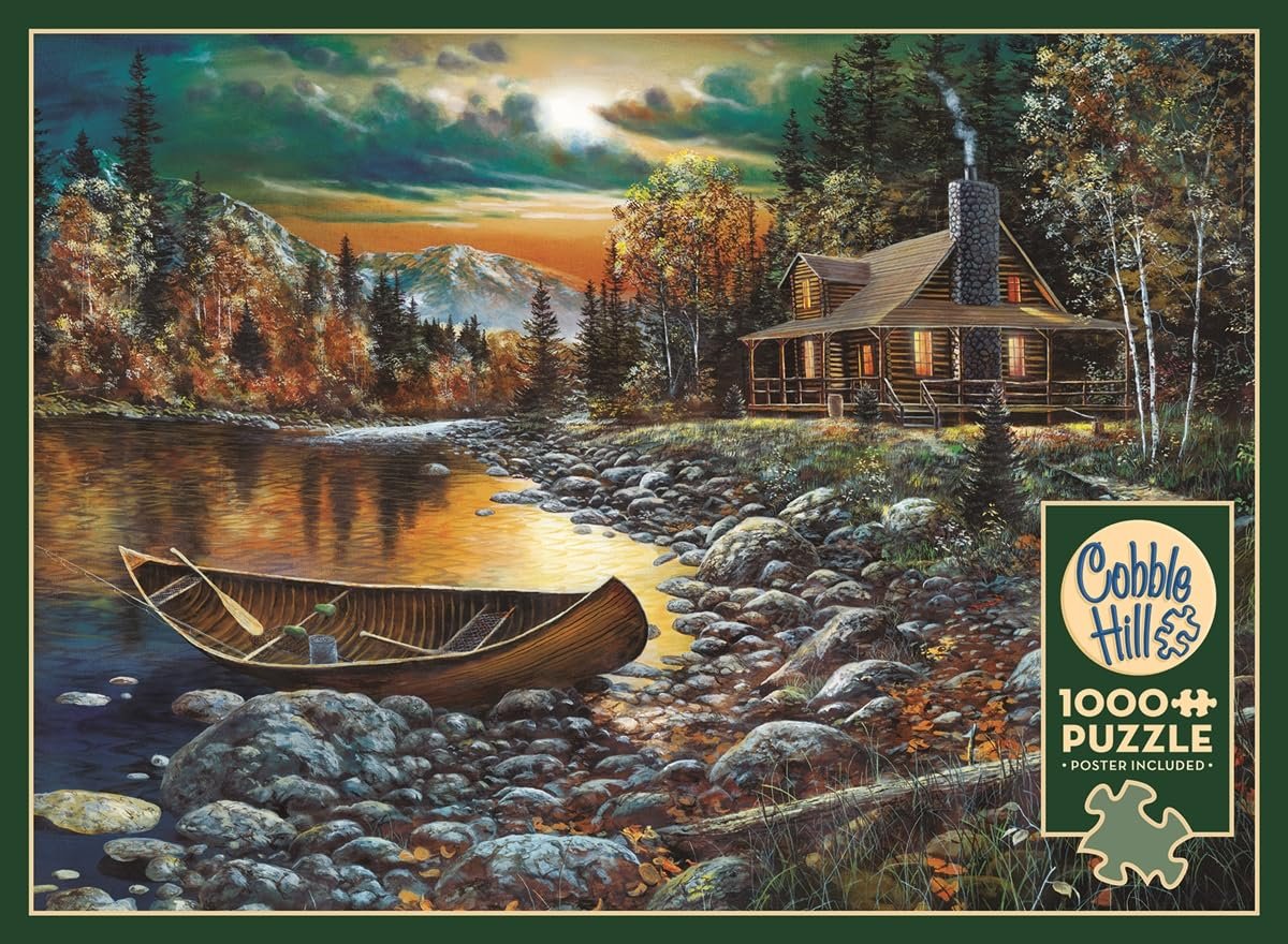 Пазл Cobble Hill Log Cabin by the Lake in Autumn 3840319 1000 деталей от 12 лет, фото №3