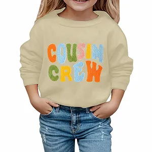 Детский свитшот Generisch с принтом букв, круглый вырез, длинные рукава - Фото 1