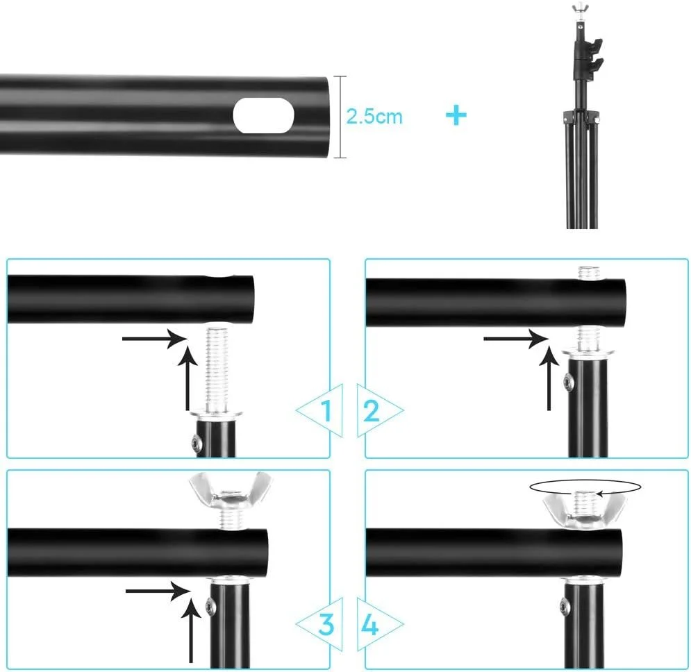 Регульована підставка для фону BDDFOTO 2 x 3 м Чорний, фото №5 Регульована підставка для фону BDDFOTO 2 x 3 м Чорний, фото №5