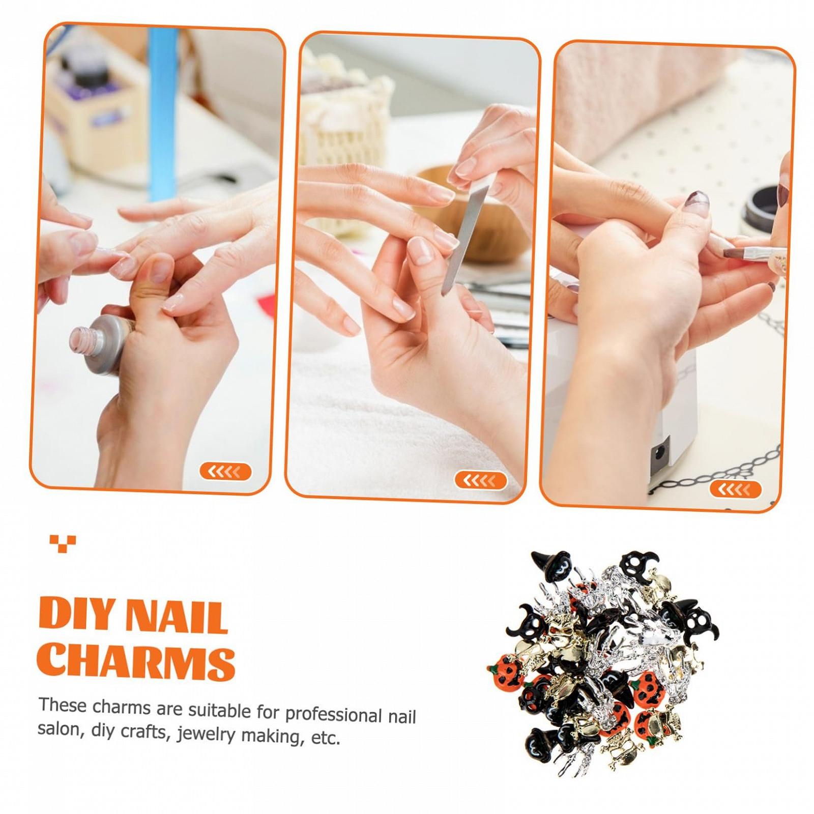 Аксессуары для дизайна ногтей Beavorty 100 шт., Подвески для ногтей, Уникальные украшения для ногтей Каваи, Подвески для ногтей на Хэллоуин, Скелет, Заклепки, фото №4