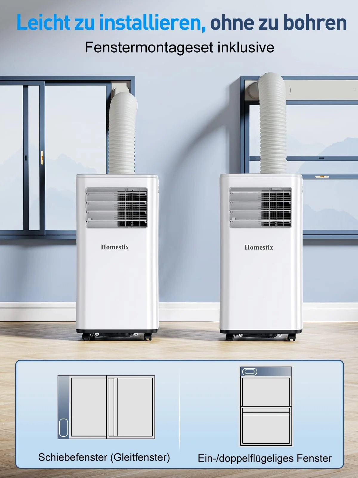 Мобильный кондиционер 4-в-1 7000 BTU 2.6 кВт с вытяжным шлангом и таймером, фото №6