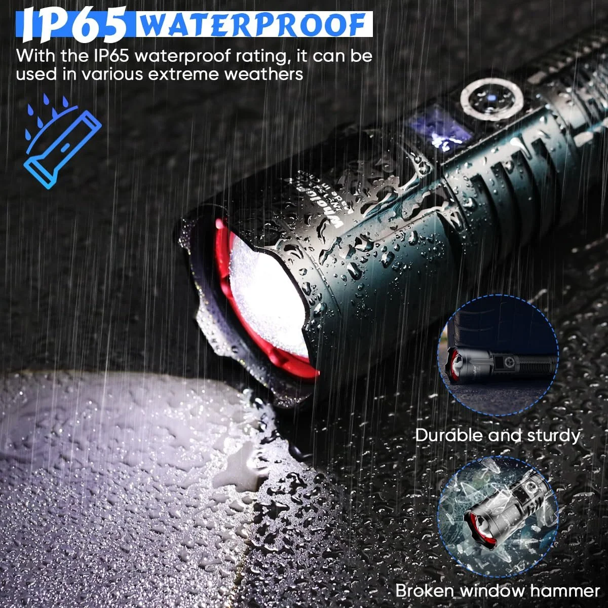 Ліхтар WholeFire LED Перезаряджуваний Надзвичайно Яскравий 150 000 Люмен Водонепроникний на Акумуляторі для Кемпінгу, Пішого Туризму, Риболовлі, Активного Відпочинку, Надзвичайних Ситуацій, фото №6