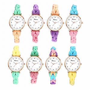 Купить Женские часы JewelryWe, эластичный браслет, аналоговые, кварцевые, плетеный разноцветный эластичный тканевый ремешок, ультратонкие, легкие - Фото 1 Женские часы JewelryWe, эластичный браслет, аналоговые, кварцевые, плетеный разноцветный эластичный тканевый ремешок, ультратонкие, легкие - Фото 1