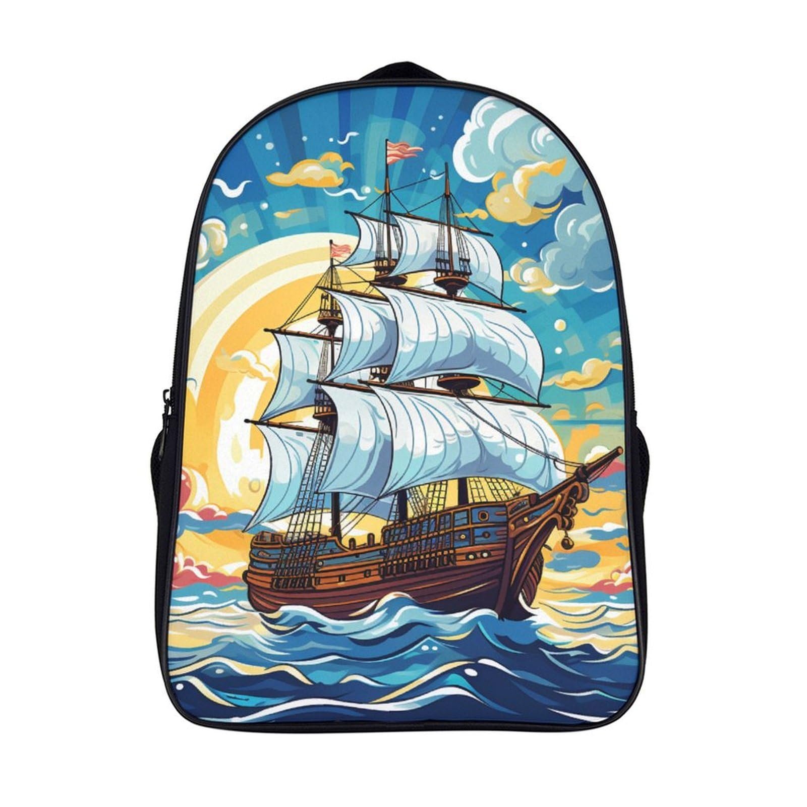 Рюкзак шкільний DPEOANEBN Sailboats для дівчаток-підлітків, шкільний ранець для початкової школи, дитячий шкільний портфель, повсякденний рюкзак 40x28x16см, фото №1