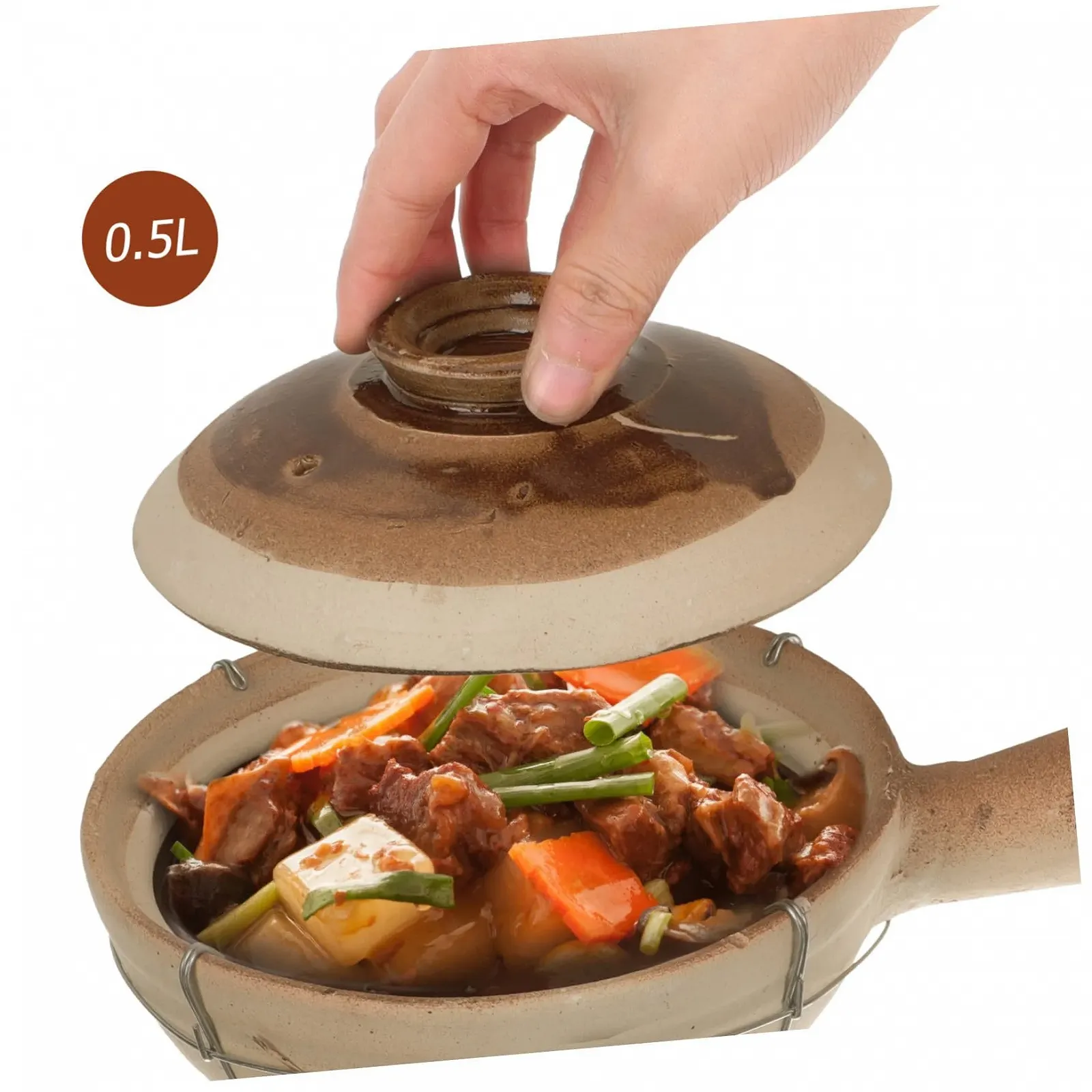 Ківш керамічний VICASKY з кришкою та паровідводом 0,5 л, фото №8