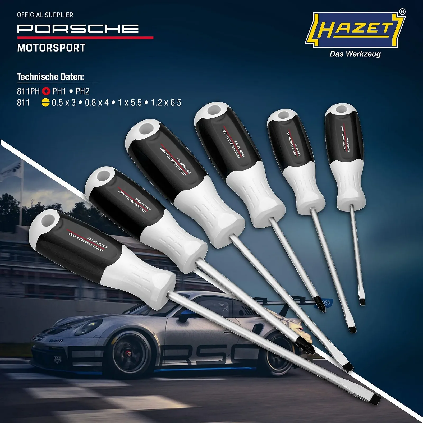 Набір викруток HAZET Porsche Motorsport Edition 811/6-PD 6 предметів PH SL 3-компонентна рукоятка, фото №5