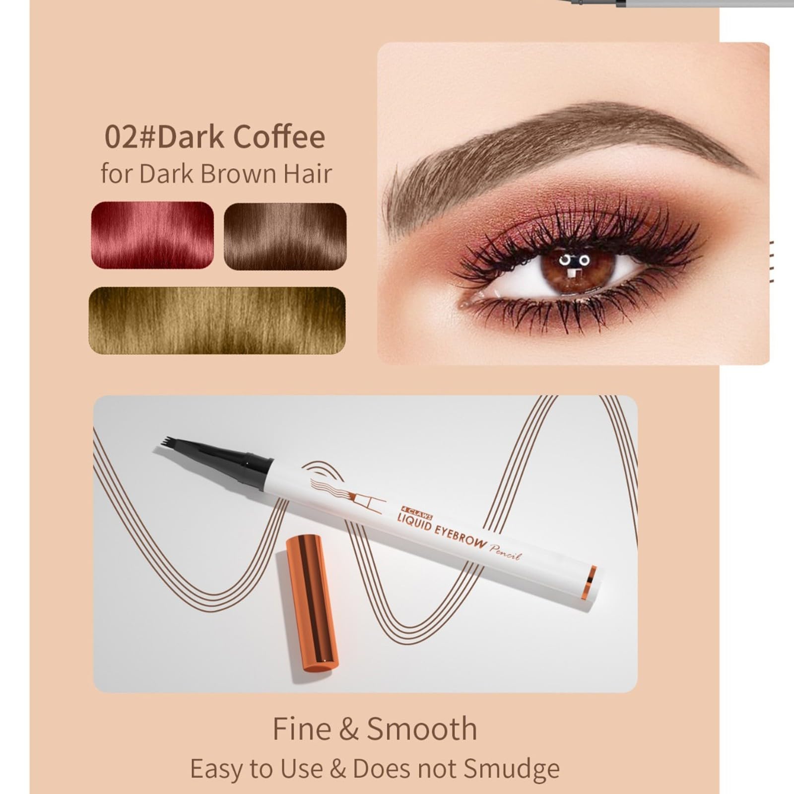 Олівець для брів Microblading 3D Водостійкий з 4-лінійним наконечником 01# Кава, фото №6