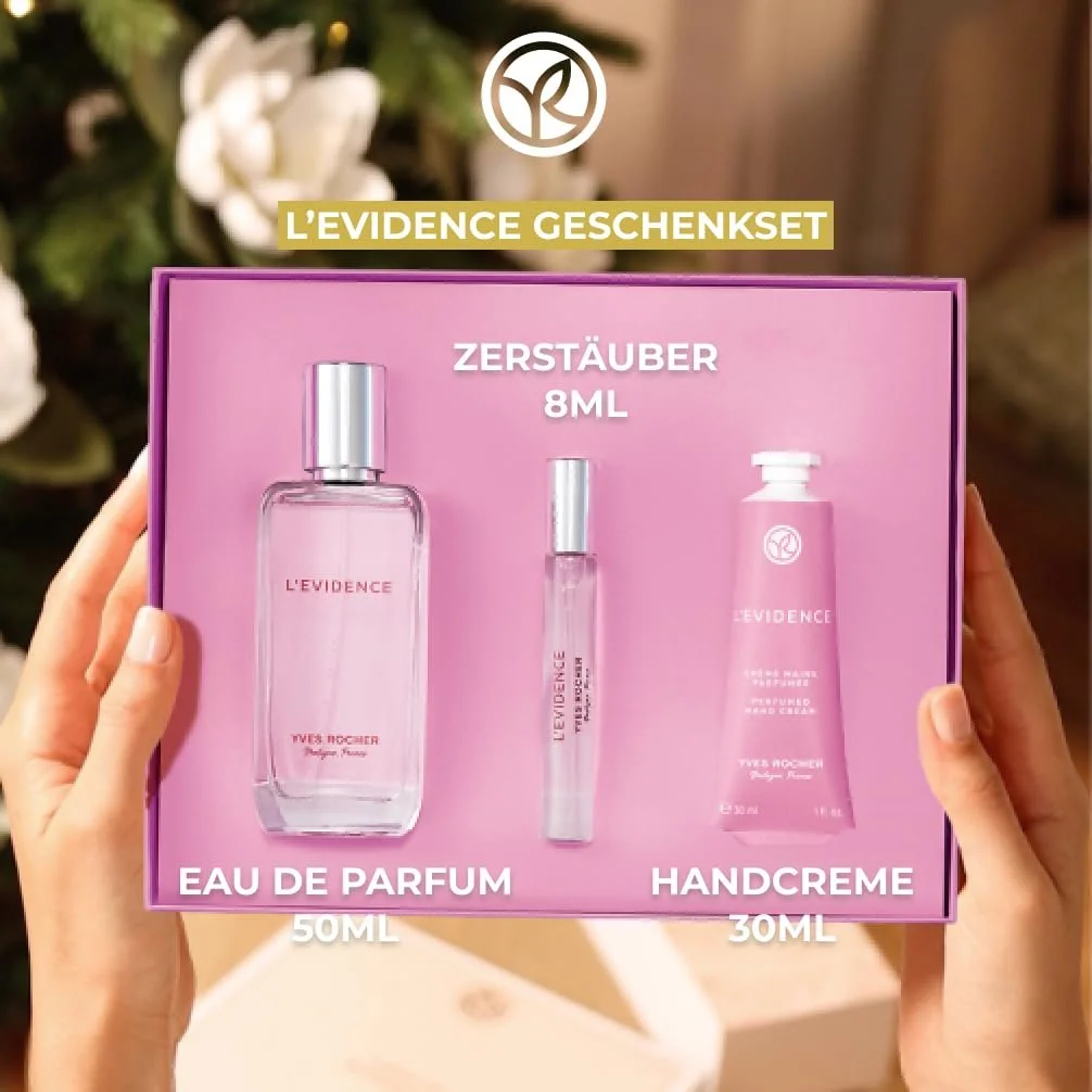 Набір Yves Rocher L'EVIDENCE для жінок: Парфумована вода 50 мл + Атомайзер 8 мл + Крем для рук 30 мл, фото №2