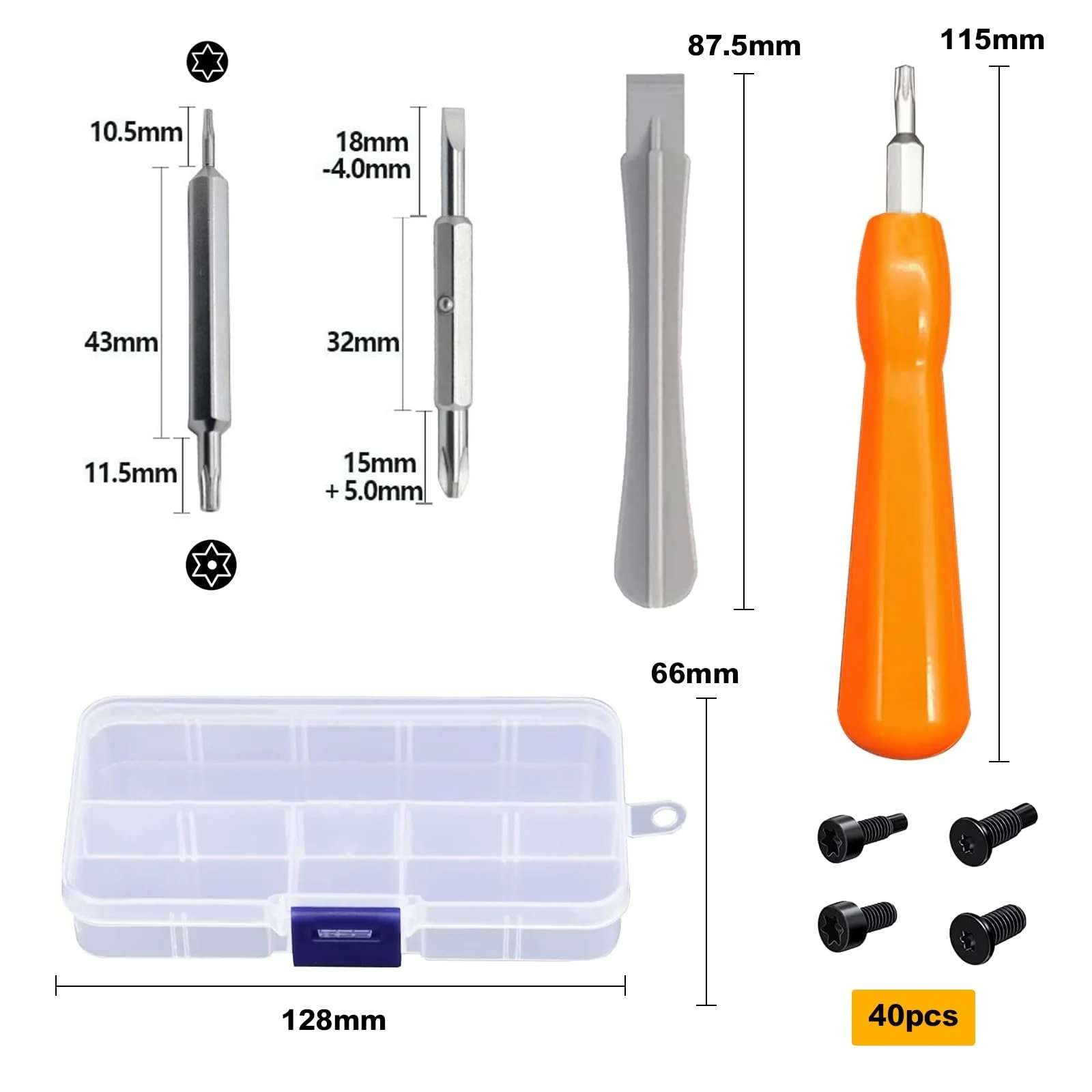 Набор отвёрток MaikcQ для замены видеозвонка, 2 предмета T6/T15, SL2.0/PH2 отвёртка с 40 винтами для дверных звонков Ring Doorbell & Ring Doorbell 2 & Ring Doorbell Pro, фото №2