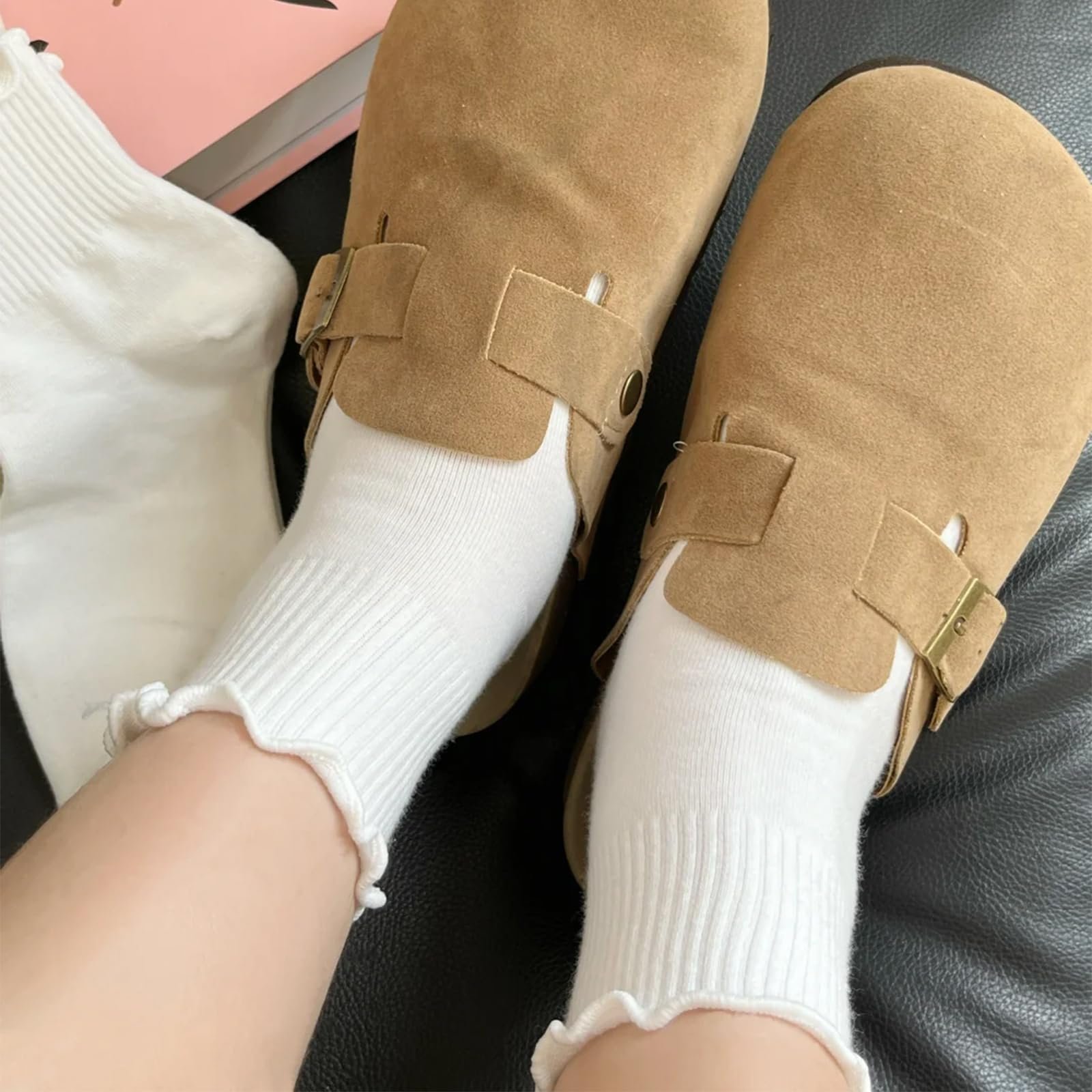 Носки с рюшами Высокой Эластичности Дышащие Хлопковые Женские для обуви Мэри Джейн, балеток, кроссовок (Белый), 10 пар, Белый, фото №5