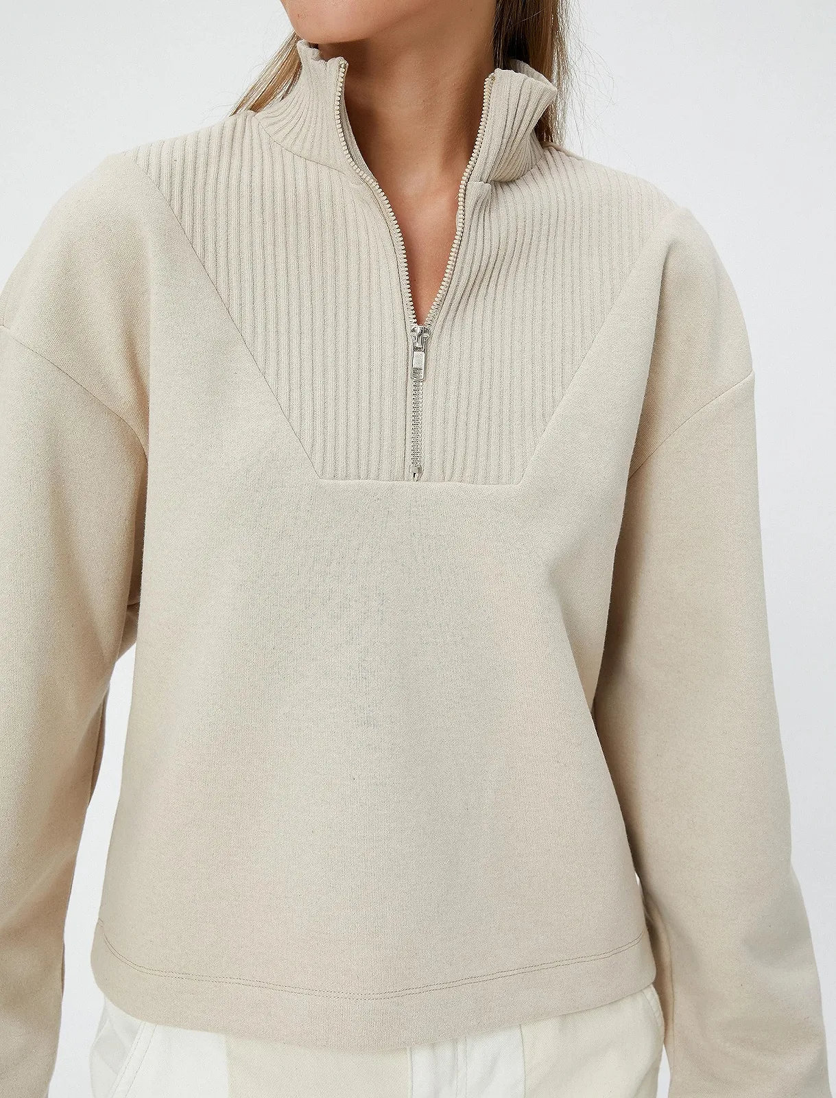 Жіноча Толстовка Koton Relax Fit з високою горловиною на блискавці, фото №6