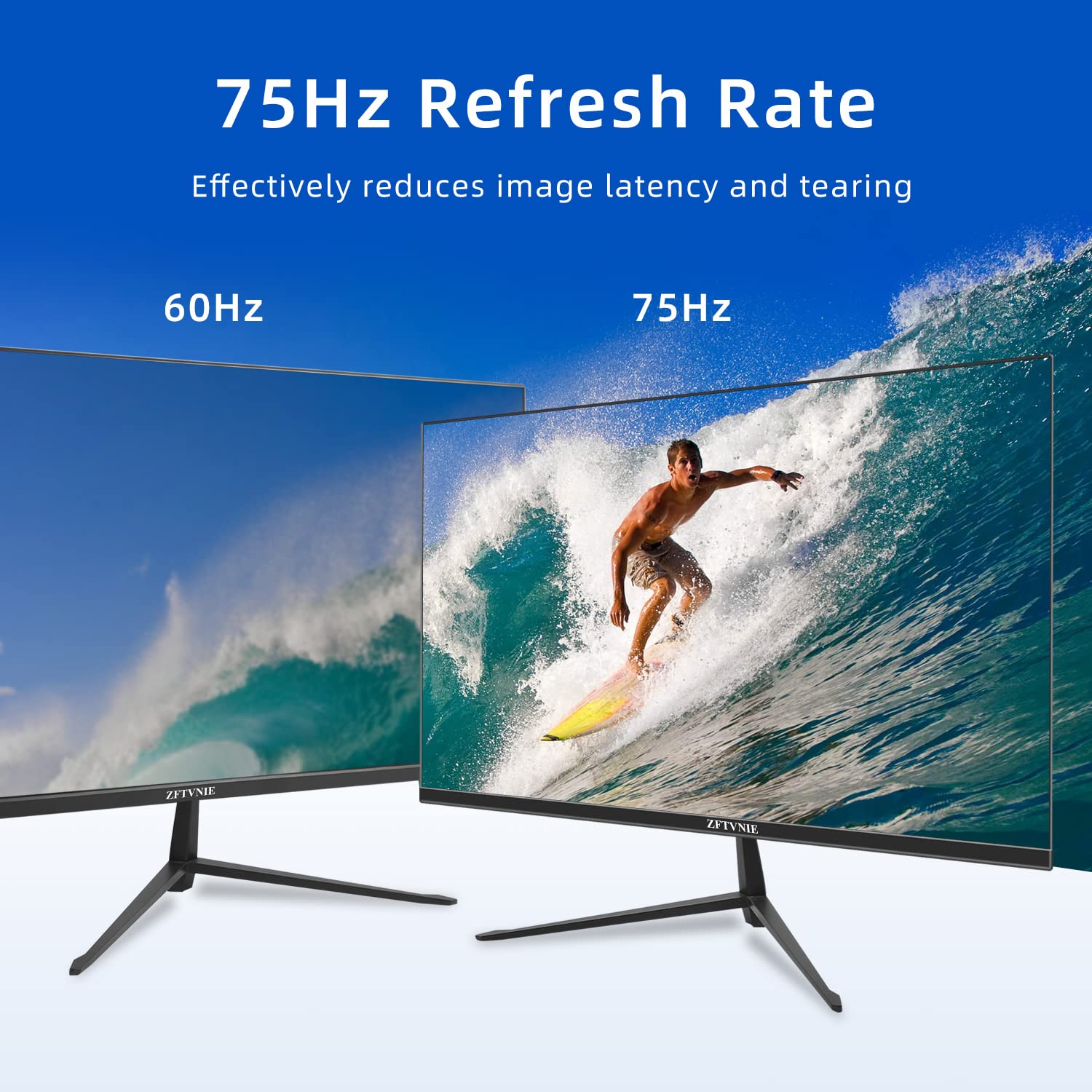 Монитор ZFTVNIE 24 Дюйма Компьютерный Full HD 1920 x 1080P Безрамочный IPS Экран 75Hz HDMI VGA Порты VESA Крепление Дисплей для ПК PS4 PS5, фото №4