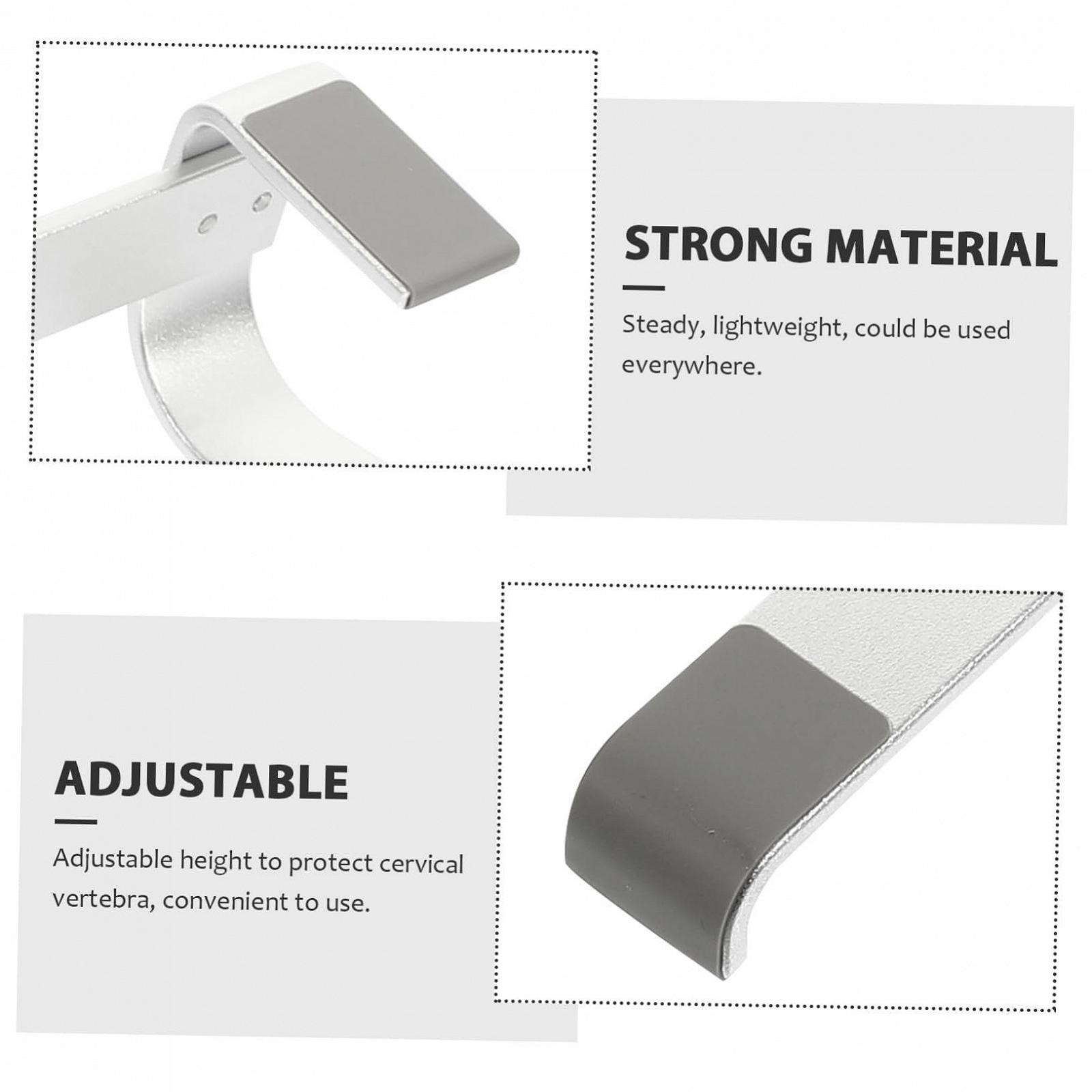 Подставка для ноутбука алюминиевая Настольный держатель Регулируемая по высоте Эргономичная Двойная арочная конструкция Стабильная Подставка для ноутбука Настольная Подставка для ПК Планшет База Портативная Серебряная, фото №3