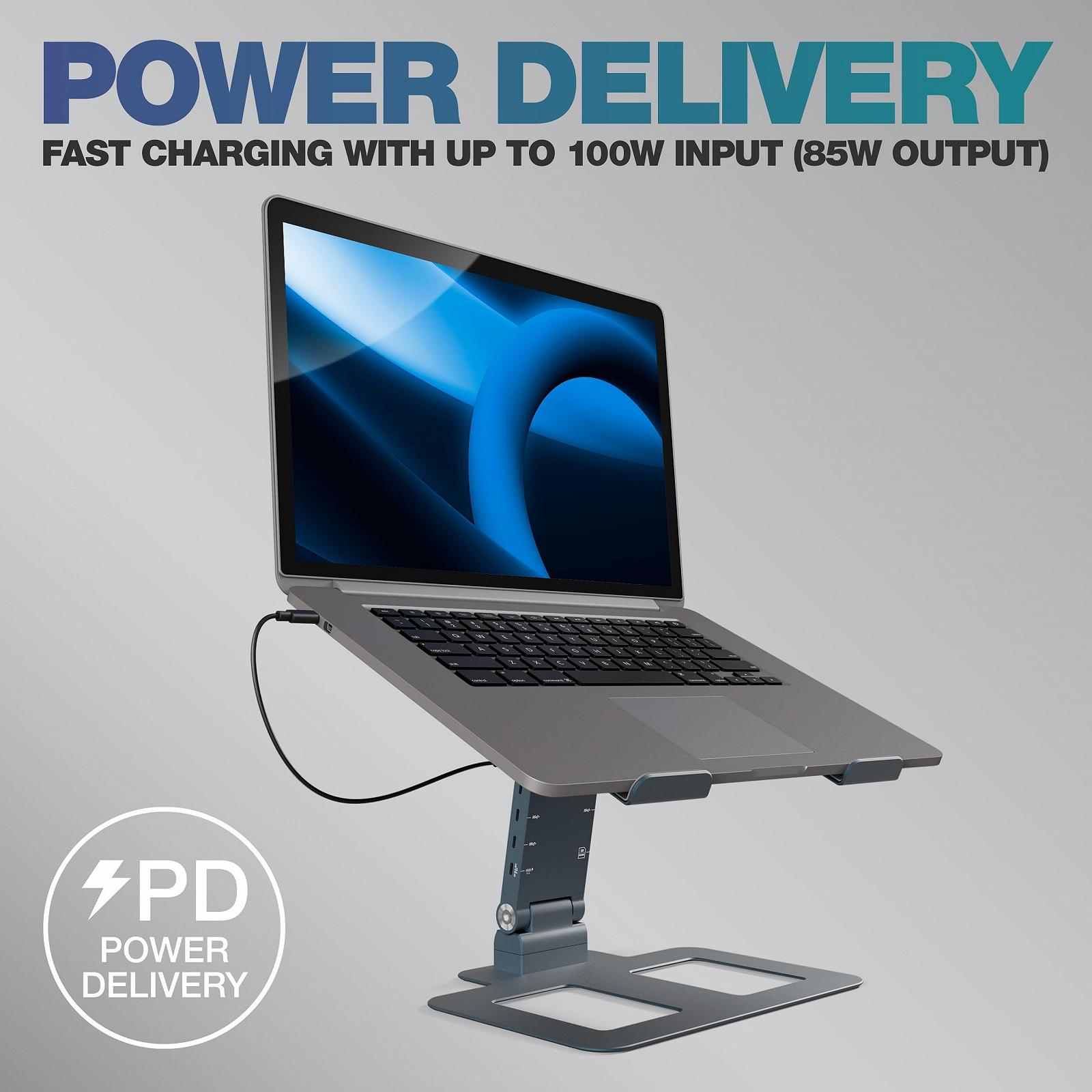 Подставка для ноутбука Reloop Stand Hub Pro и мультимедийный хаб 10-в-1 с подачей питания, фото №7 Подставка для ноутбука Reloop Stand Hub Pro и мультимедийный хаб 10-в-1 с подачей питания, фото №7