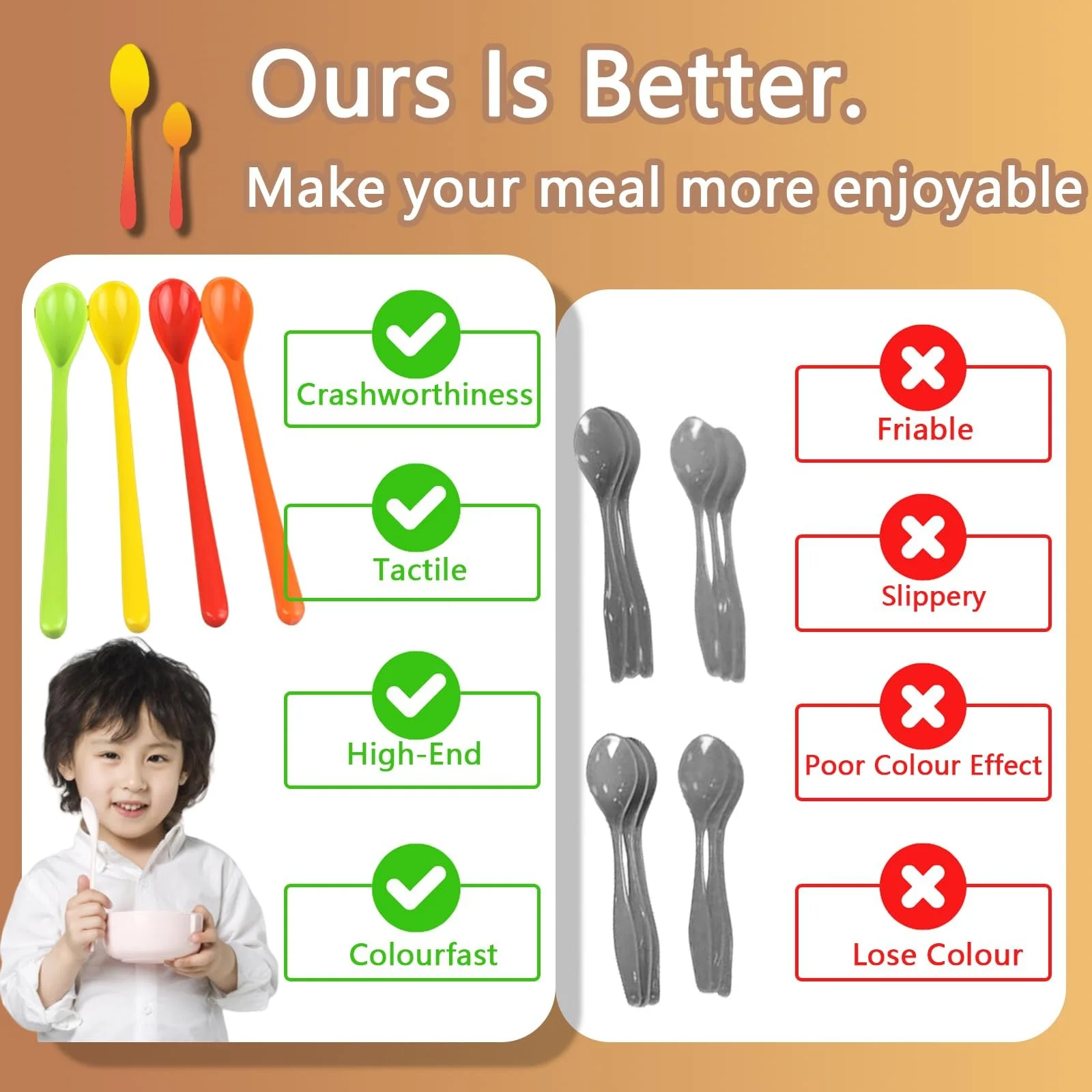 Набір Меламінових Ложок 7 шт., Барвисті Пластикові, фото №7