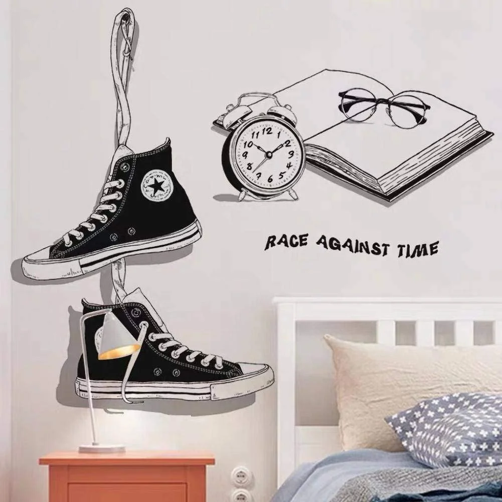 Наклейка на стіну WandSticker4U CHUCKS чорна велика 90 x 131 см для кімнати підлітка кеди самоклеюча, фото №3 Наклейка на стіну WandSticker4U CHUCKS чорна велика 90 x 131 см для кімнати підлітка кеди самоклеюча, фото №3