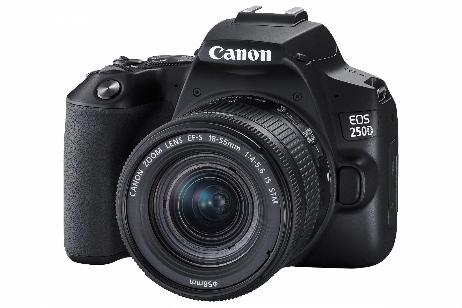 Фотокамера цифровая (DSLR) Canon EOS 250D APS-C с объективом EF-S 18-55mm F4-5.6 IS STM 24.1 мегапикселей, поворотный 3-дюймовый сенсорный ЖК-экран, видео 4K, Dual Pixel CMOS AF, Bluetooth - черный, фото №1