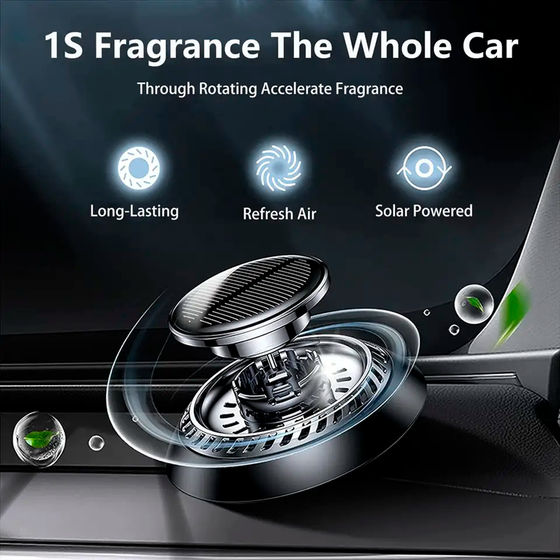 Автомобильный ароматизатор на солнечных батареях с вращающимися диском свежесть, фото №3